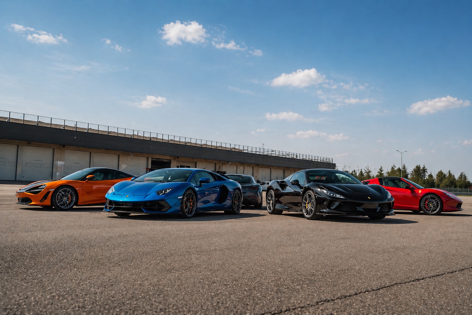 Supercar lineup at the circuit
